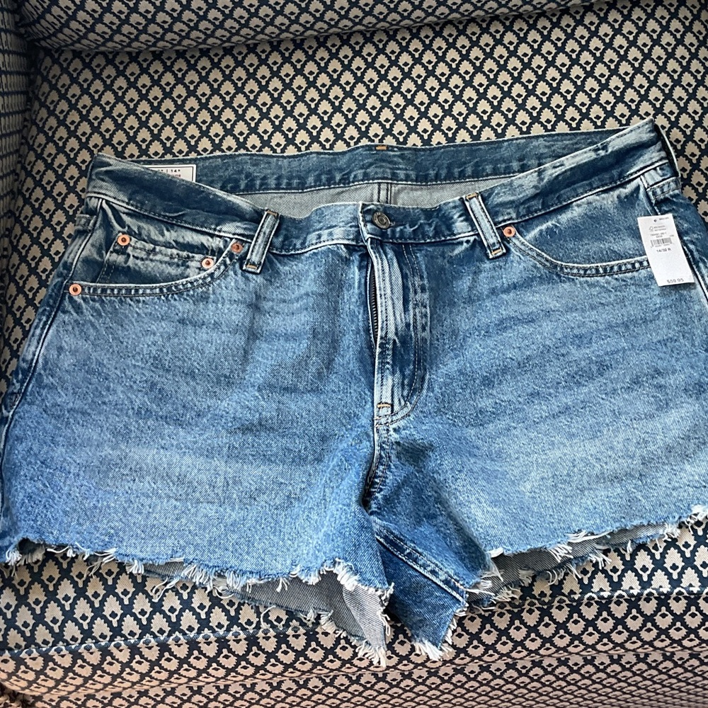 GAP Light Blue Frayed Hem Jean Shorts